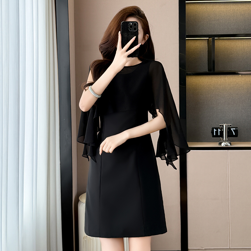 Black Flutter Sleeve Plus Size Bodycon Dress Summer 2026