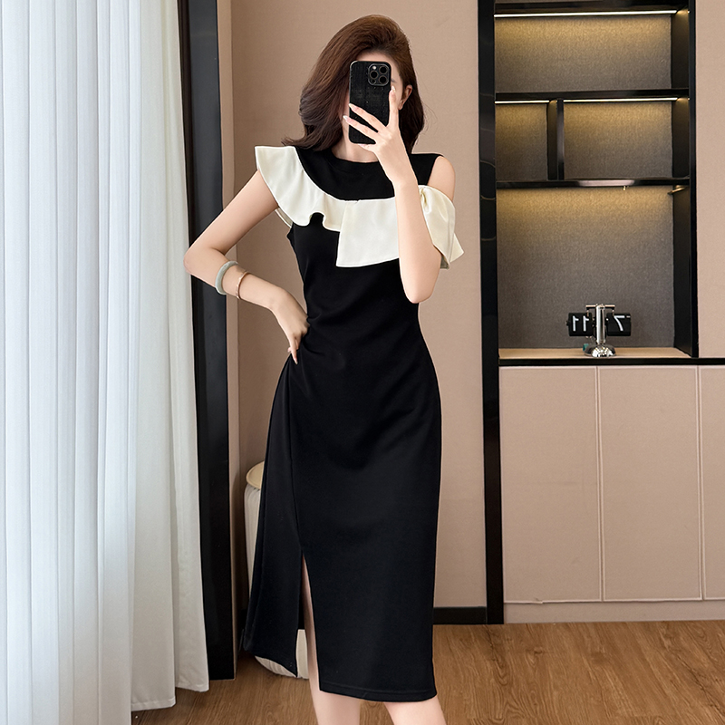 Plus Size Women's Summer Sleeveless Bodycon Dress with Color Block and Waist Cinch - Image 2