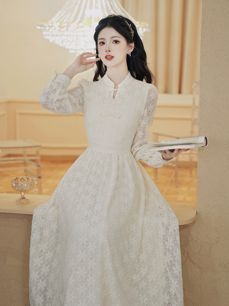 Retro Style Brushed Lace Dress New Chinese Qipao Dress