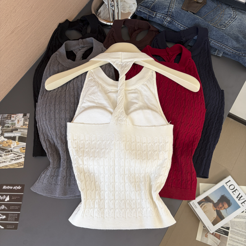Solid Color Halter Tank Top with Chest Pads Sleeveless Women's Layering Top 2026 Fall - Image 2