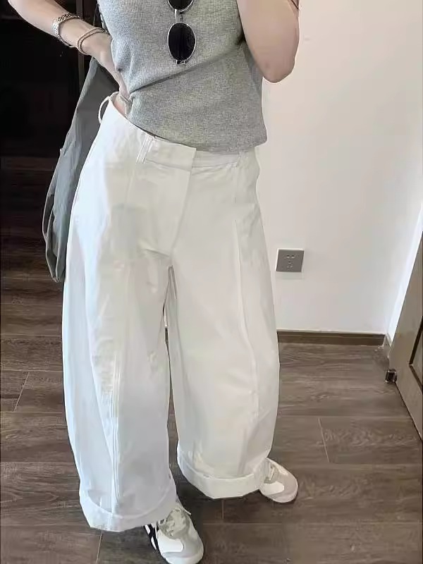 Women's Loose Straight Wide-Leg Cargo Pants Summer Korean Style High Waist - Image 2