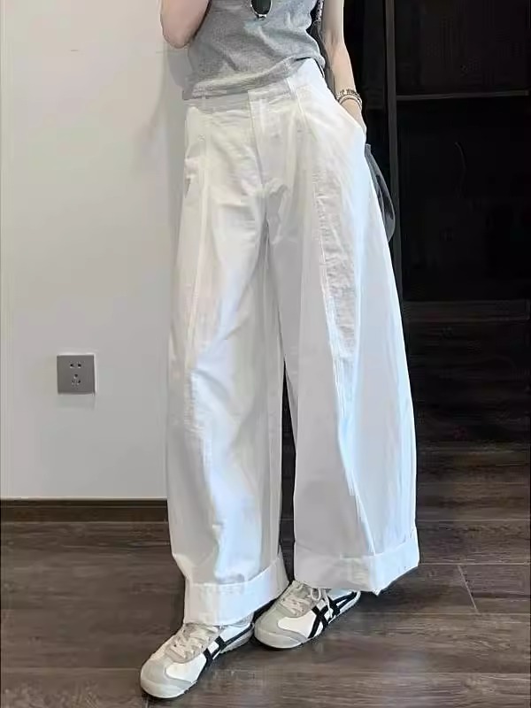 Women's Loose Straight Wide-Leg Cargo Pants Summer Korean Style High Waist - Image 3